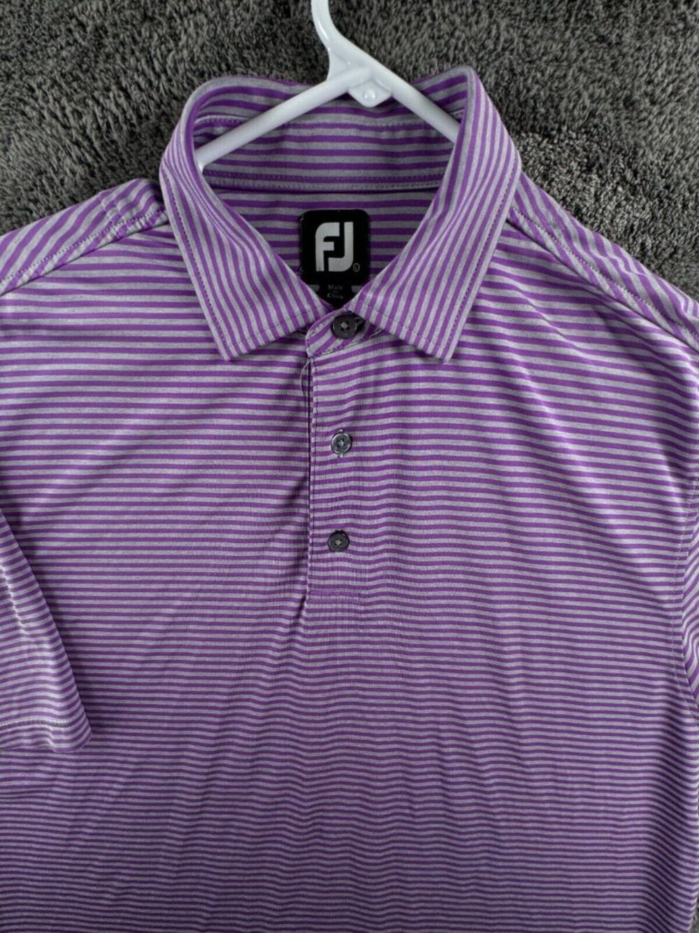 Fooyjoy Large Striped Purple Gray Short Sleeve Polo Shirt Stretch Golf Men Adult